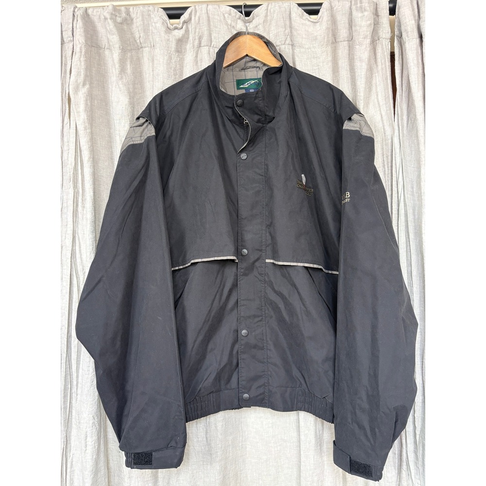 Glen Echo Windbreaker Jacket Mens XXL Black Excellent Golf Embroidered Zip Up